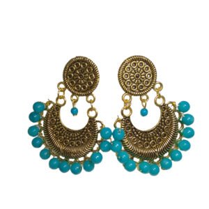 ROYALIFY Earring Jewellery Round Shaped Design with Turquoise Color Balls