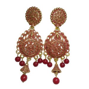 ROYALIFY Earring Jewellery Jhumka Orangy Red Color